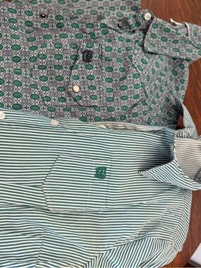 Cinch Women's Green Patterned & Striped Button-Down Shirt Set& shoes-for Katie